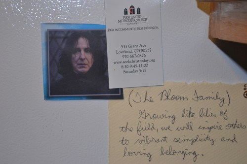 My literary hero and our family mission statement, inspiring me from the side of my refrigerator.